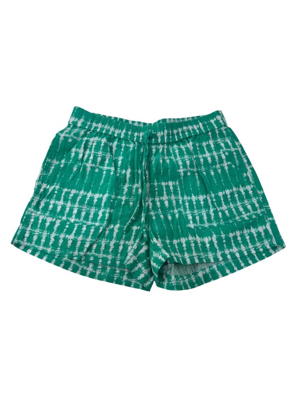 J.Crew Women Size XXS Green Tie-Dye Linen Blend Elastic Waist Short Shorts